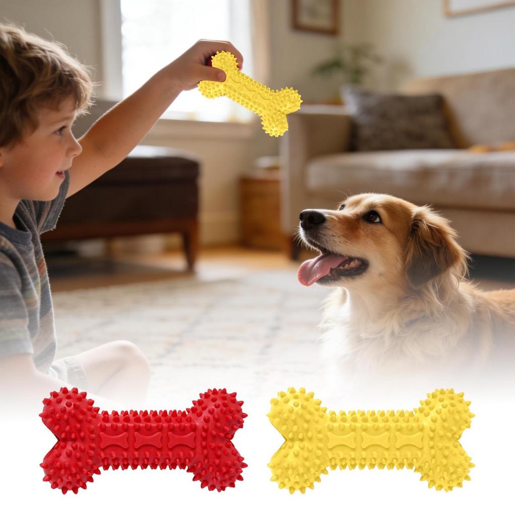1PC Dog Chew Toys Bone Shaped Dog Chew Toys Teeth Cleaning Chew Toys Dog Rubber Toothbrush Stick Chew Toys For Training Toys