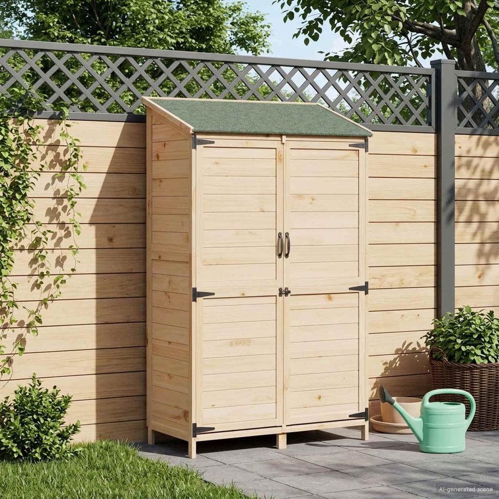 Gartenschuppen Natur 106,5 x 56 x 176 cm Massives Fichtenholz