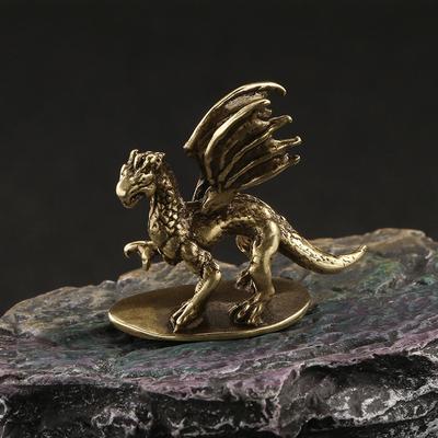 Solid Copper Warcraft Pterosaur Dragon Small Statue Desktop Ornament Mythical Beast Figurines Retro Home Feng Shui Decoration