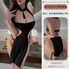 Sex underwear sexy hollow witch uniform set hot lace-up cheongsam high split skirt nightclub outfit
