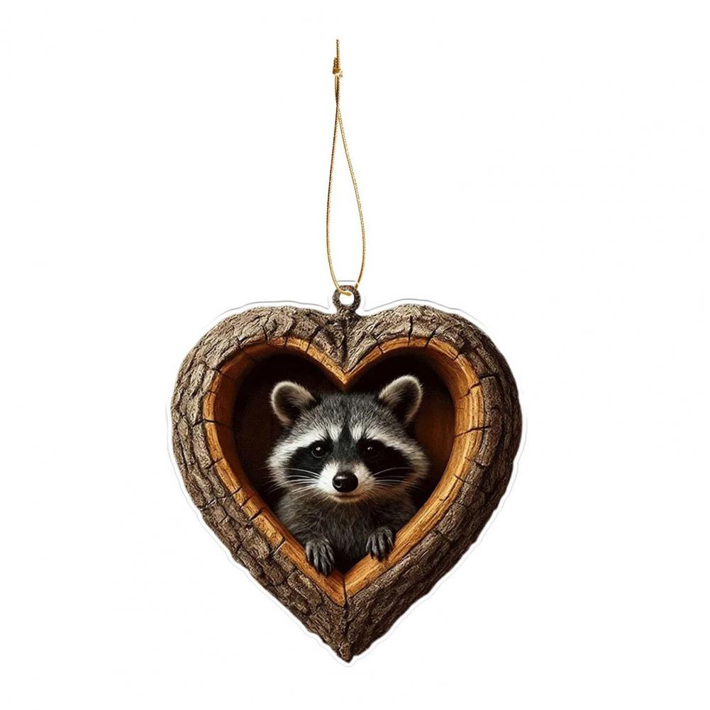 Christmas Ornaments 2D Acrylic Fox Eagle Birds Ornament Woodland Hanging Pendant for Xmas Tree Home Party Decor