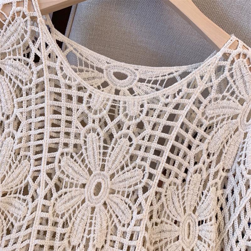 DIMANAF 2024 חולצת טי קיץ חדשה לנשים שרוולים קצרים בסיסית אופנתית תחרה חולצות טי תחרה חולצות טי יומיומיות רפויות