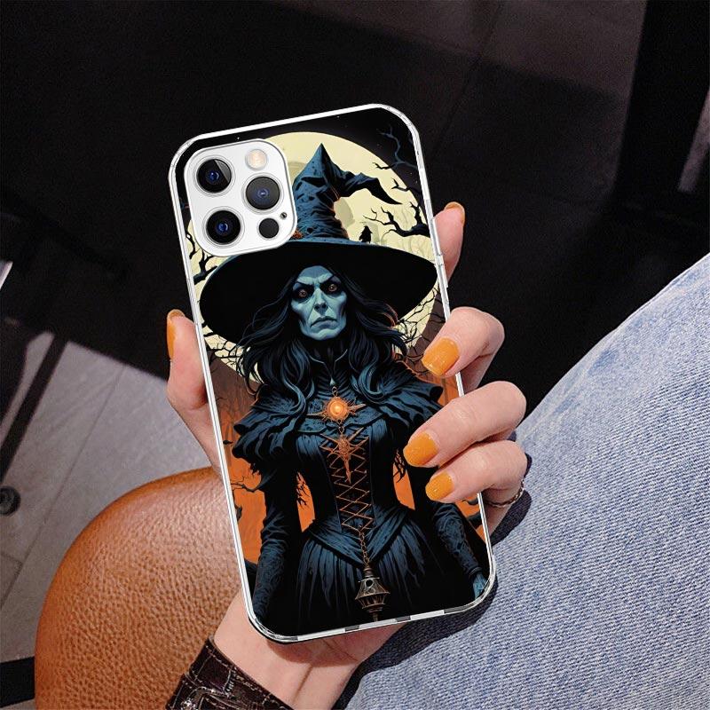 Halloween Moon Witch Horror Phnoe Case for Iphone 17 Air 16 11 12 13 Mini 14 Plus 15 Pro Max 7 8E SE 2020 16ProMax Phone Cover C