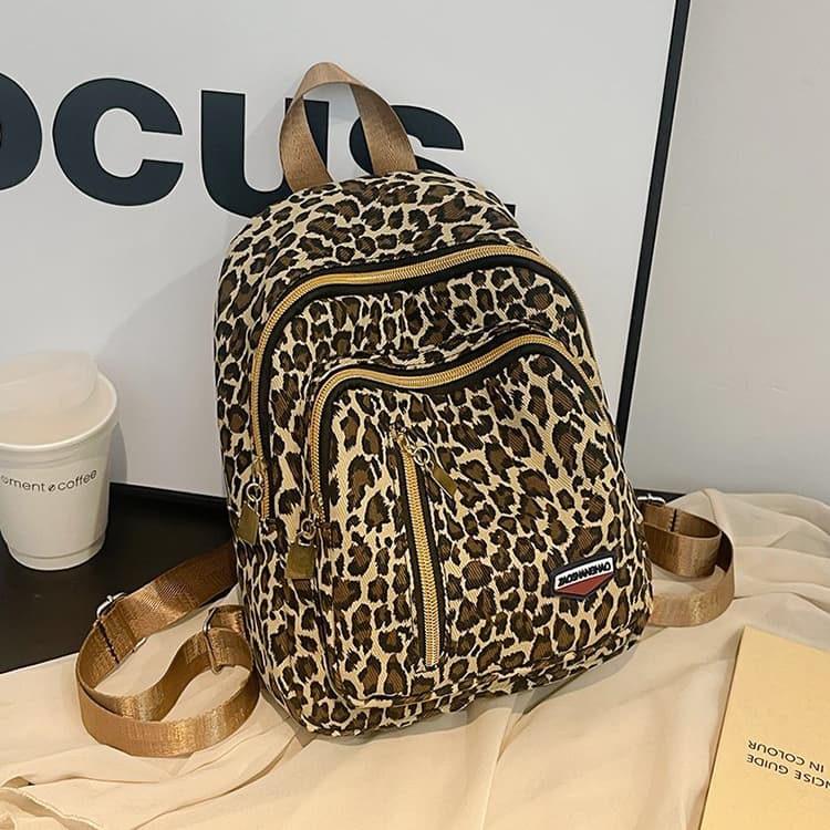 Women's Leopard Print Backpack Tote