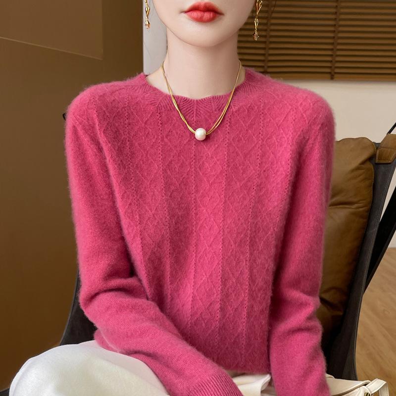 Women's Autumn O-neck Knitwear Cashmere Pullover Winter Long Sleeve Solid Comfortable Top