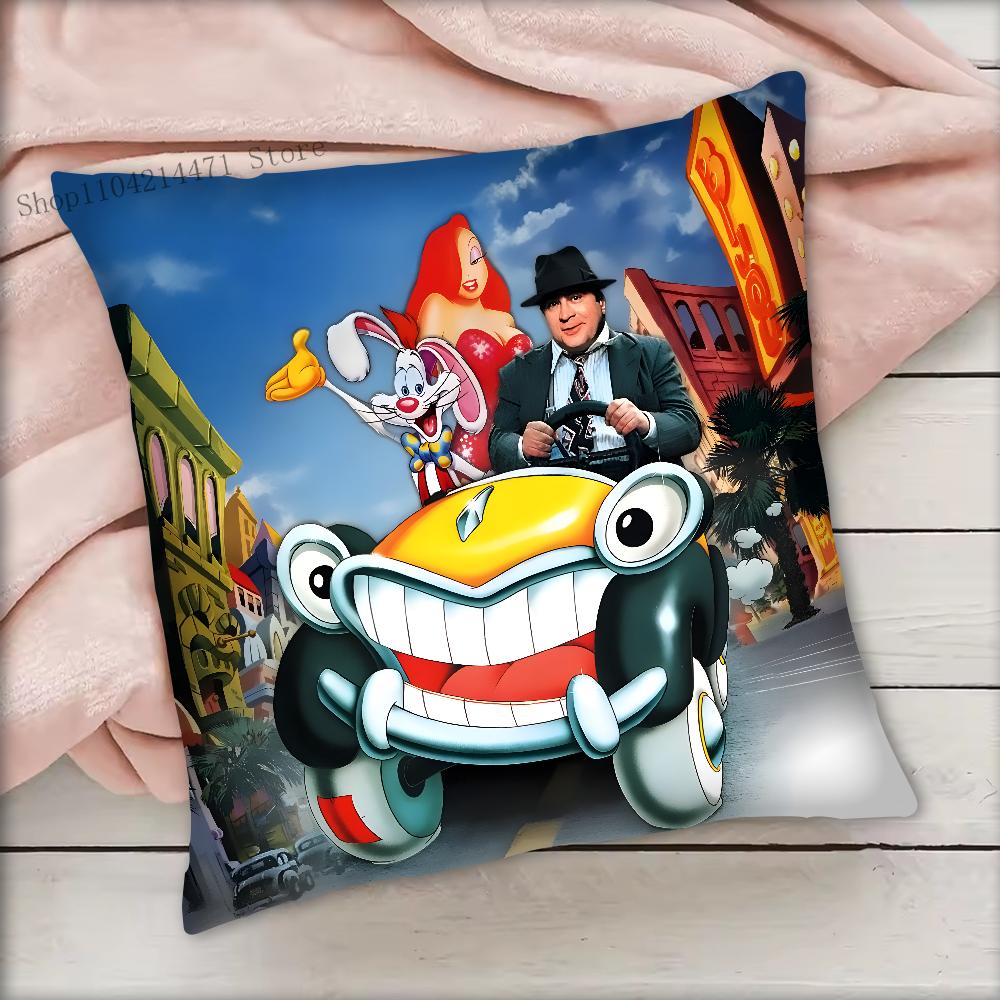 Cartoon Animation R-Roger R-Rabbit Pillow Case Square Bedroom Sofa Leisure Comfort Cushion Car Living Room Home Decoration