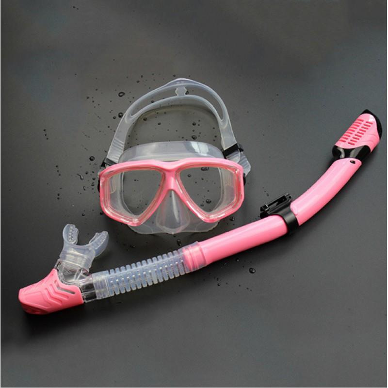 Anti-fog Diving Mask With Snorkel Set Tempered Glass Silicone Snorkeling Swimming