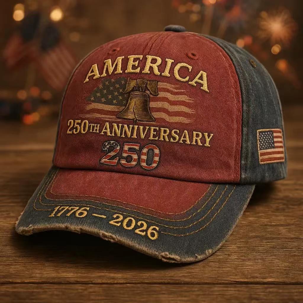Partihandel - Vintage Sliten 250-årsjubileum Baseballkeps, 3D-tryckt/Broderad/Pufftryckt Hatt
