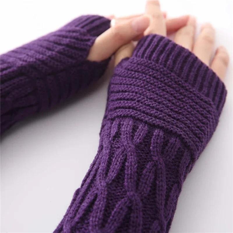 Long Fingerless Gloves Women‘s Mitten Winter Arm Warmer Knitted Sleeve Fine Casual Soft Girls Goth Clothes Punk Gothic Glove