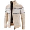 Men's Casual  Winter Zipper Sweater Stand Collar Printed Cardigan Tops Sweater Blouse Coat