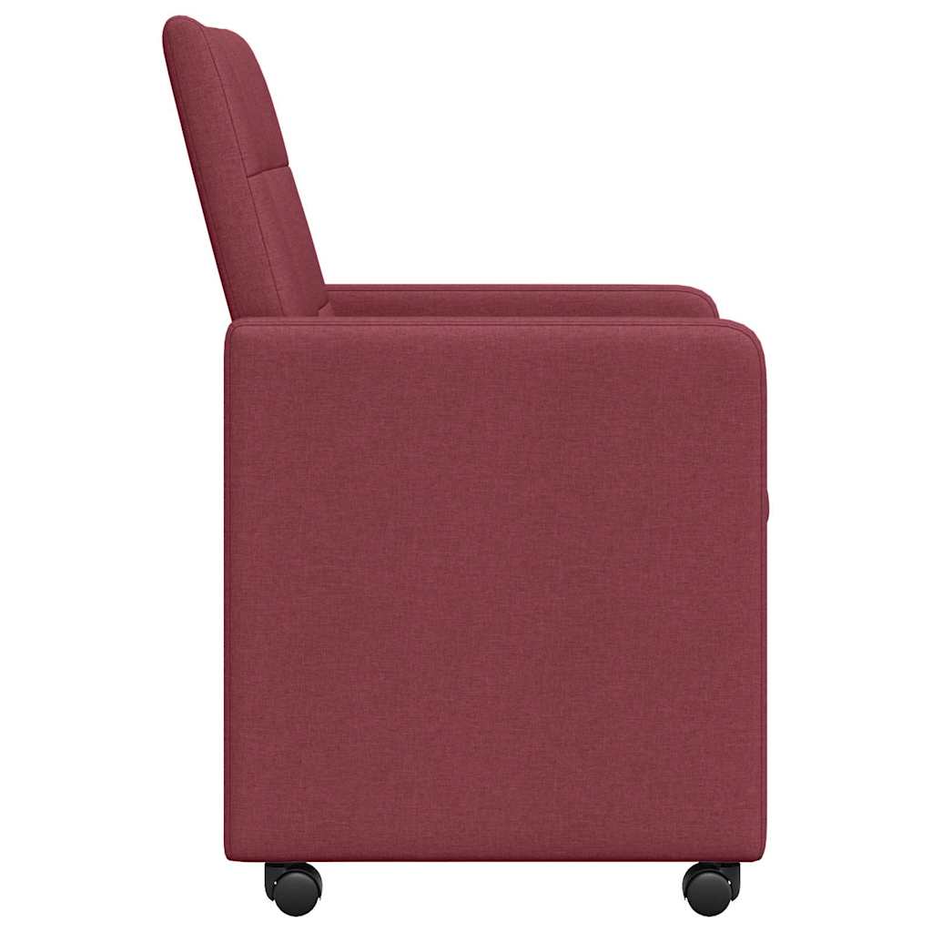 Dining Chairs with Casters 2 pcs Burgundy 58 x 65 x 94 cm Fabric