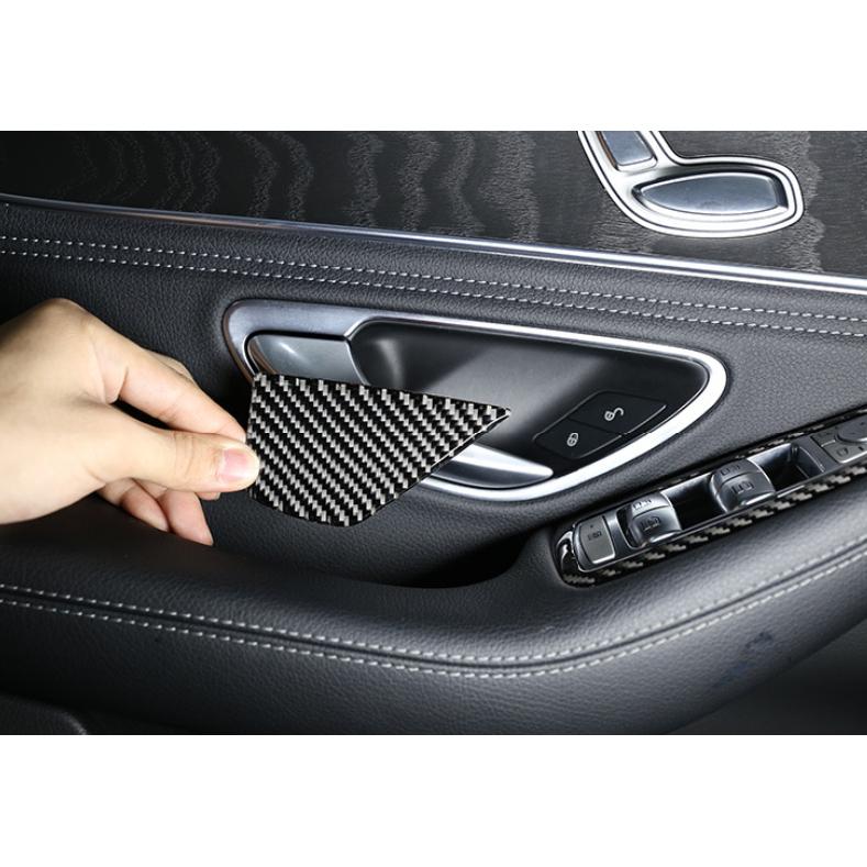 Real Carbon Fiber Interior Door Bowl Cover Trim 4PCS For Benz C-Class 2015-