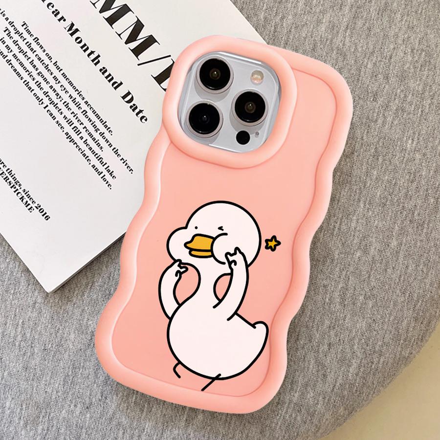 Cartoon-Enten-Hülle für iPhone 14 15 Plus XR 16 Pro Max 12 8 11 17 Air 13 Weiche Handyhülle