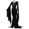 Women Long Dress V-Neck Flared Sleeves Solid Color Irregular Sway Design Lace-Up Gown Robe Halloween Costume