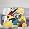 Cartoon Cuphead and Mugman Game Blankets Velvet Spring Autumn Portable Throw Blanket for Home Couch Plush Thin Quilt