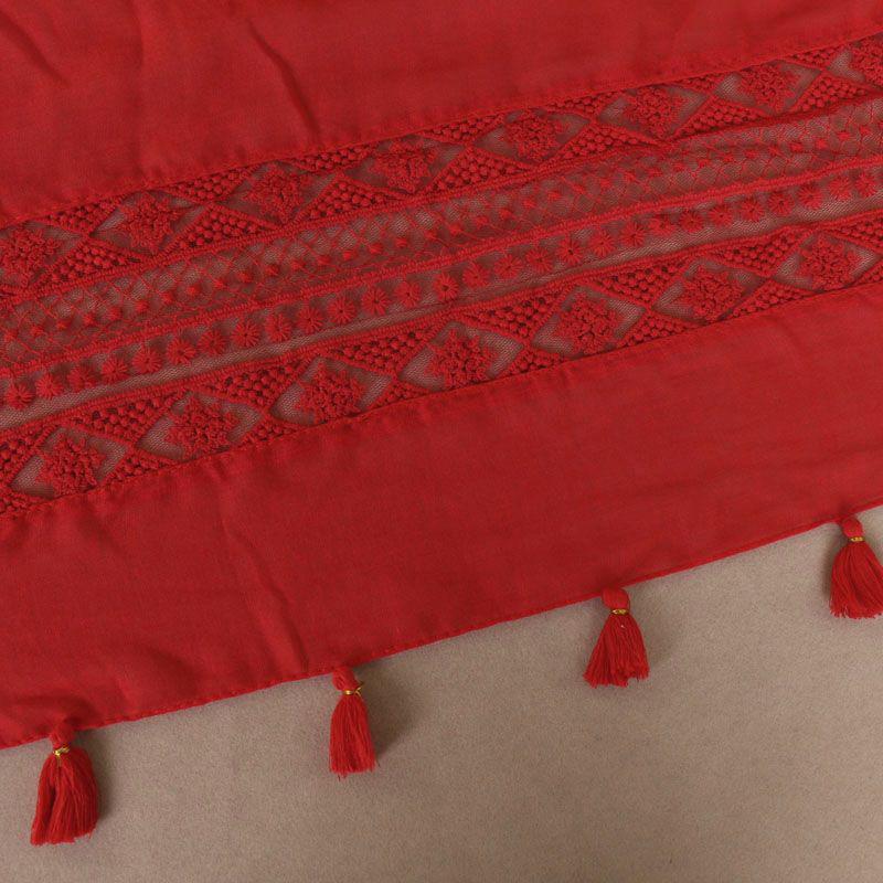 Kvinners blonder frynset skjerf Ensfarget lanyard Muslim Hijab