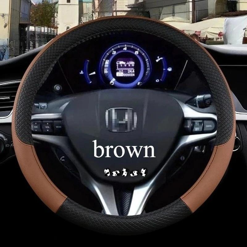 Car Steering Wheel Cover for Honda Civic 2004 2006 2007 2008 2009 2012 2013 2014 2015 PU Leather Non-slip AAccessories 38cm Size
