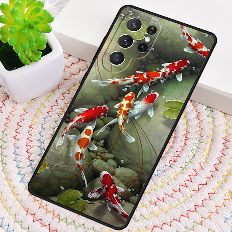 Koi Carp Fish Japanese Floral Cherry Silicone Phone Case For Samsung Galaxy Note 10 Pro S26 S25 S24 S23 S22 S21 Plus Ultra Cover