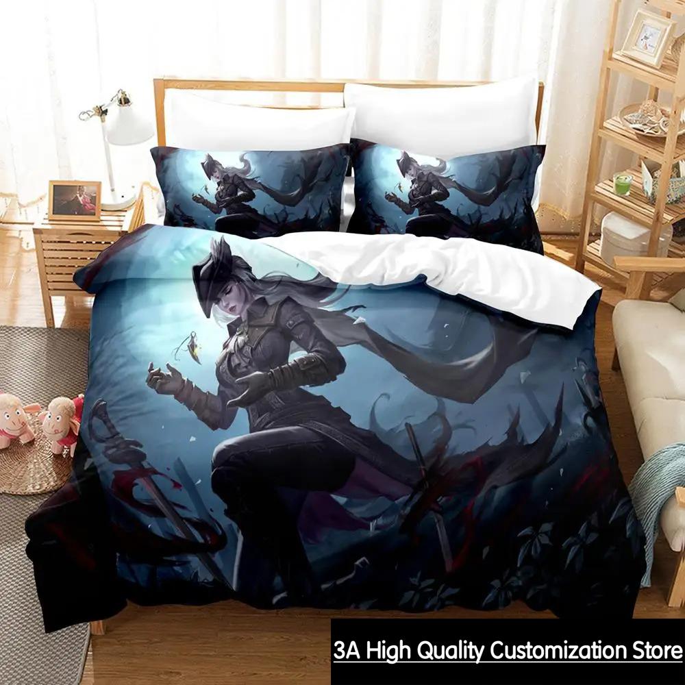 

New Bloodborne Lady Bedding Set Single Twin Full Queen King Size Bed Set Adult Boys Bedroom Duvetcover Sets Anime Game EU Single(135*200cm)3pcs