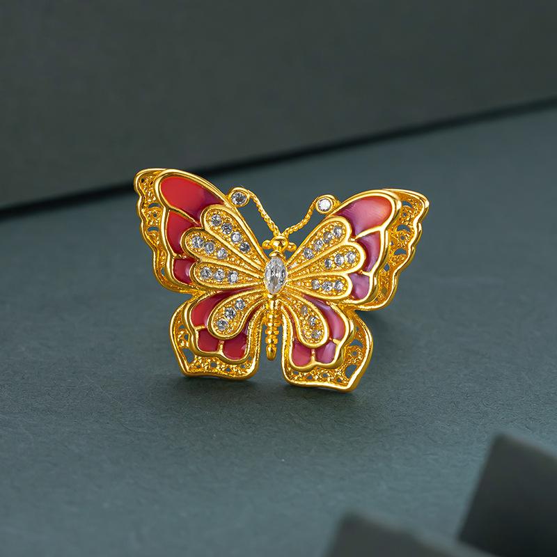 9999 24Kreal Gold Store, Same Style Gold, Ladies' Open Ring, Gradient Butterfly Jewelry Gift