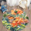 Dense Floral Butterfly Round Soft Non-Slip Art Rug Bohemian Living Room Minimalist Decor Rug