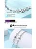 Zhenrong 925 Silver Heart Bracelet with Purple & White Diamonds