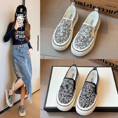 Modische Damen Canvas Sneaker Damen Plateau Slip-On Loafer Runde Spitze Flache Tennisschuhe zapatos de lona