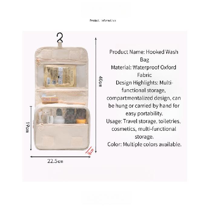 Hot-Selling Hook Wash Bag Portable Handheld Makeup Bag Foldable Dry-Wet Separation Wash Bag Travel Business Trip Storage Bag