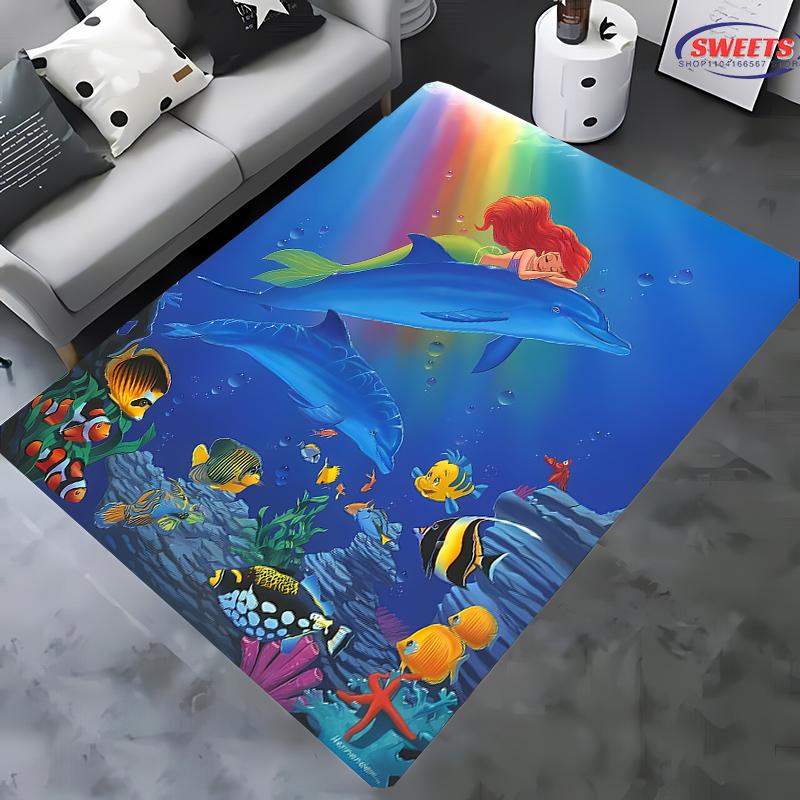New Shelves! Little Mermaid Ariel Princess Carpet, Living Room Bedroom Office Area Kid's Room of Choice,Non-slip Mat Potdemiel