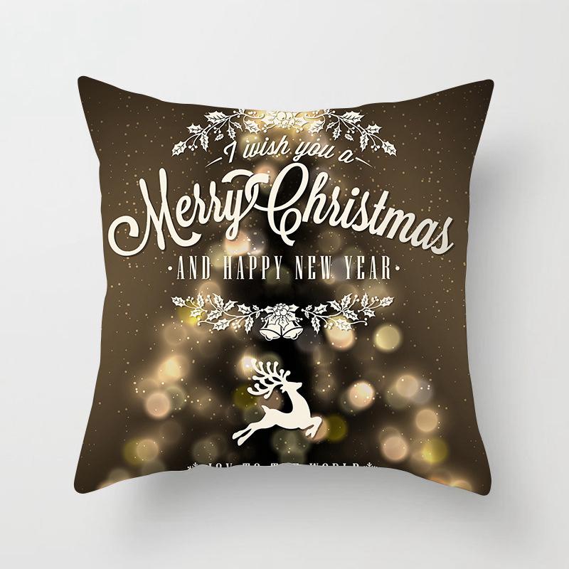 New Year Christmas Snowflake Elk Print Cushion Cover Home Living Room Sofa Decoration Square Polyester Pillow Cover