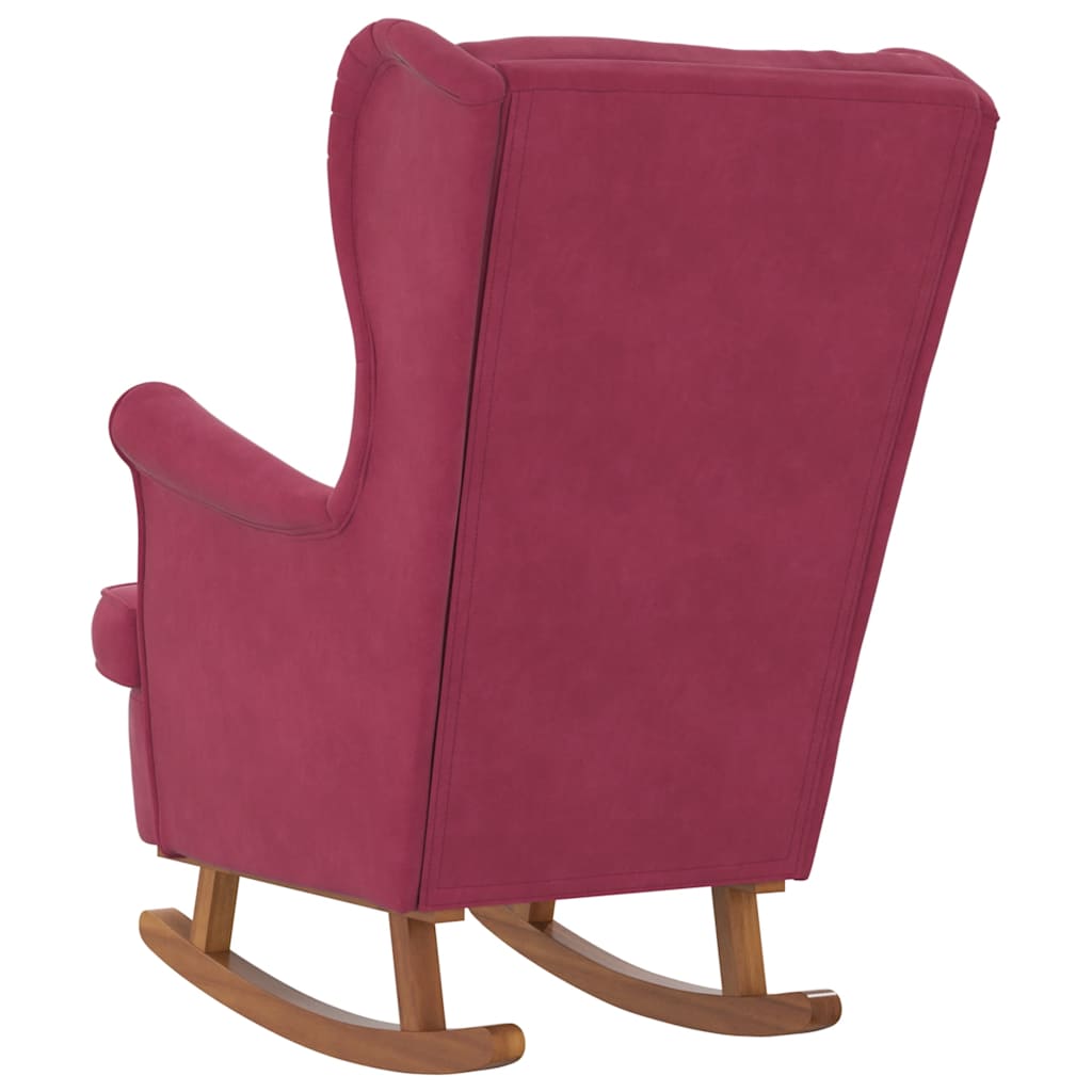 Vidaxl Rocking Armchair with Rubber Feet, Wine Red, Velvet