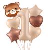 7pcs Cute Bear Balloon Set with 32 Inch Caramel Digital Aluminum Foil Balloon for Birthday Party Decoration Baby Shower Supplies