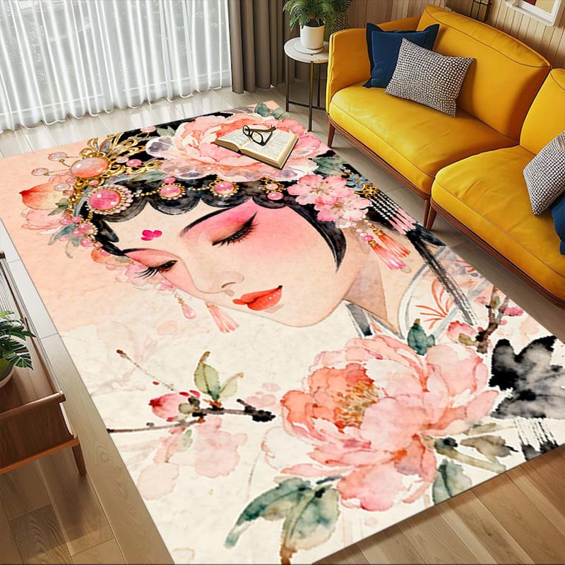 beijing opera beauty Pattern Area Rug, Office Carpet Indoor Outdoor Entrance Doormat, Non-Slip Soft And Comfortable, Living Room, c122060