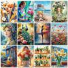 CHENISTORY Tablou cu Numere Flori Desen pe Pânză Pictură Pictată Manual Artă Cadou Kituri DIY Picturi cu Numere Decor Acasă