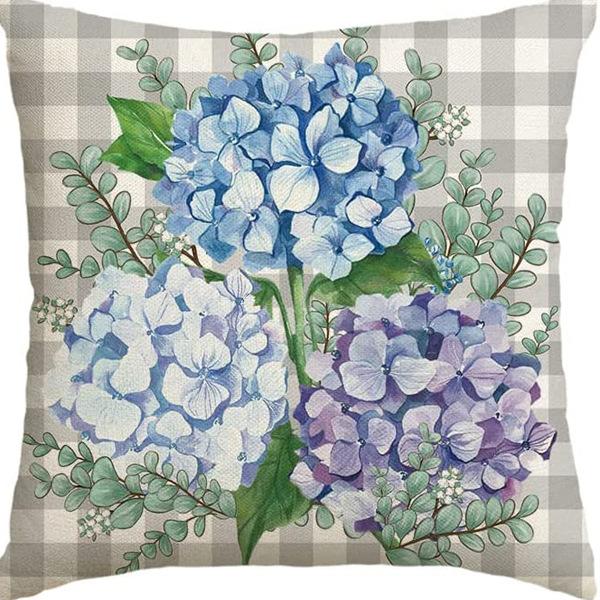 Plant and Flower Hydrangea Printed Linen Pillowcase Home Sofa Living Room Bedroom Pillowcase