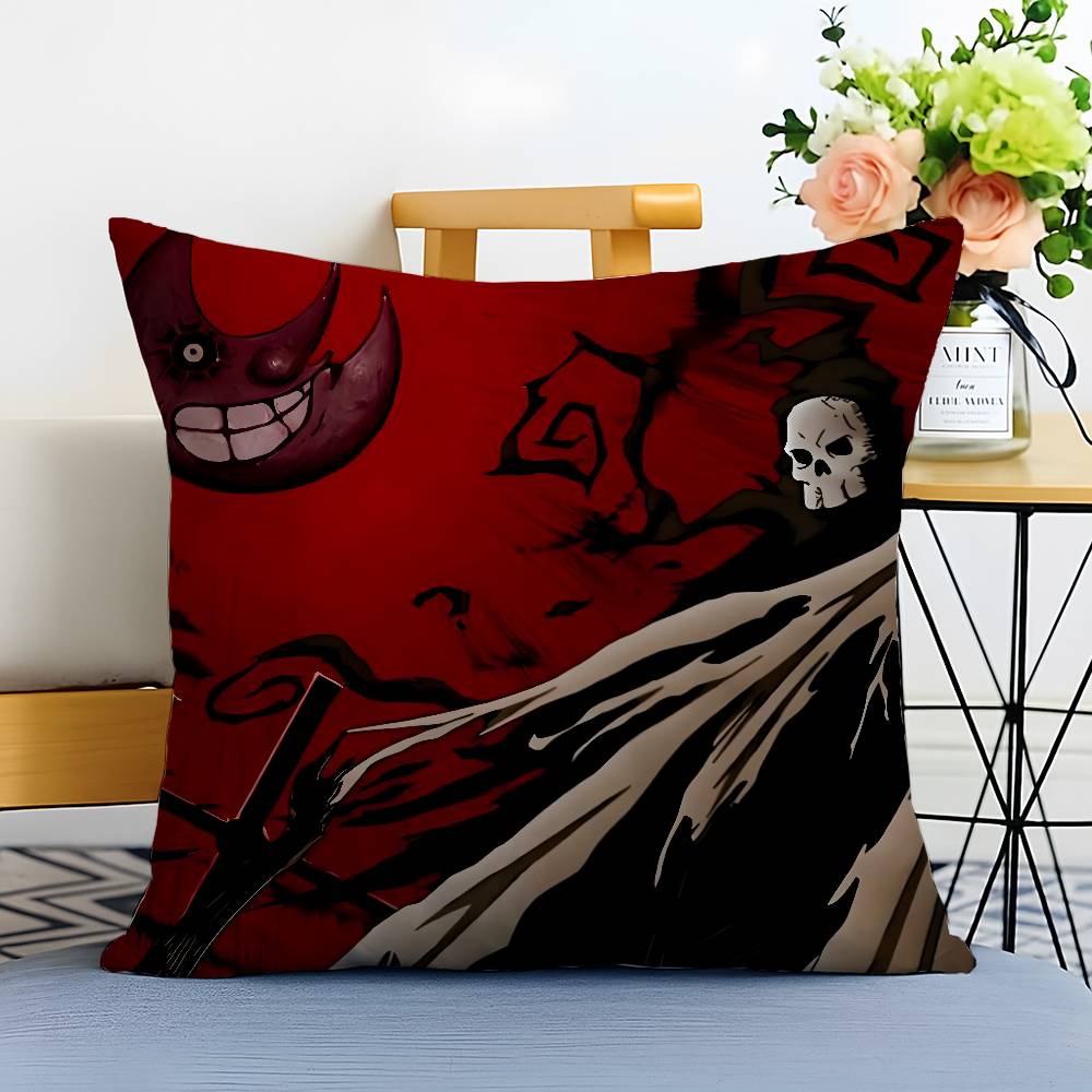 Anime S-Soul Eater Pillow Case Anti-dustmite Pillowcase Invisible Zipper Silky Short Plush Sofa Cushion Cover