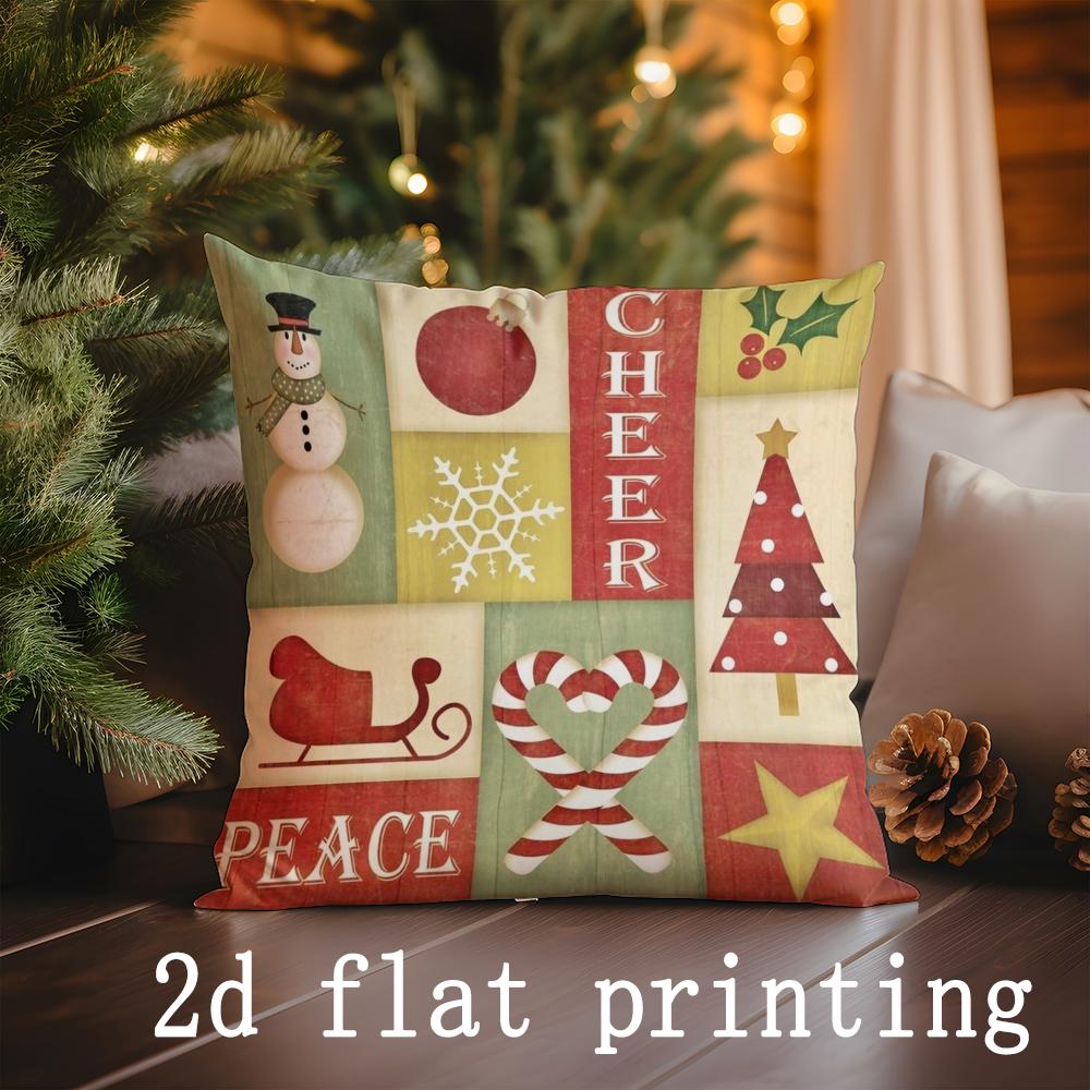 Home Decor Christmas-themed Cartoon Pattern Pillow Covers Pattern Cushion Cover Suitable for Sofa Bedroom Car Pillow Cover 40x40cm
