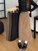 Gonna midi in velluto a coste rétro a vita alta da donna - Vestibilità slim, Design autunno/inverno, Linea ad A dritta che copre i fianchi