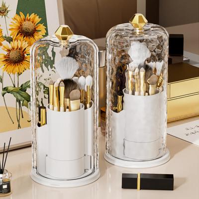 Cutie de depozitare pentru pensule de machiaj cu capac transparent Perie de machiaj rotativă la 360 de grade de capacitate mare