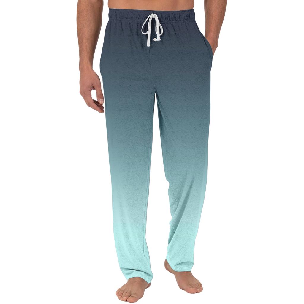 Herren Freizeit-Pyjamahose mit Taschen | Krawatte, Farbverlauf bedruckt, Leinwandbindung, lockere Passform elastischer Bund für Zuhause