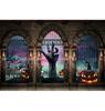 Medieval Castle Backdrop Halloween Decoration Brick Wall Iron Gate Pumpkin Graveyard Gothic Party Backgrounds for photographs