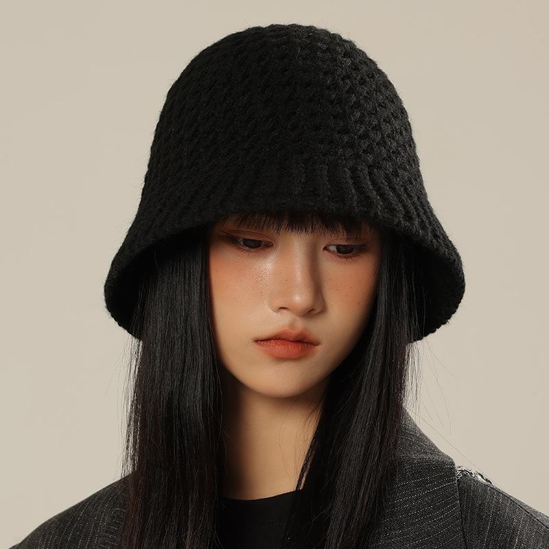New Knitted Bucket Hat Women's Autumn and Winter Fashion Versatile Face Small Wool Hat Internet Celebrity Visor Basin Hat