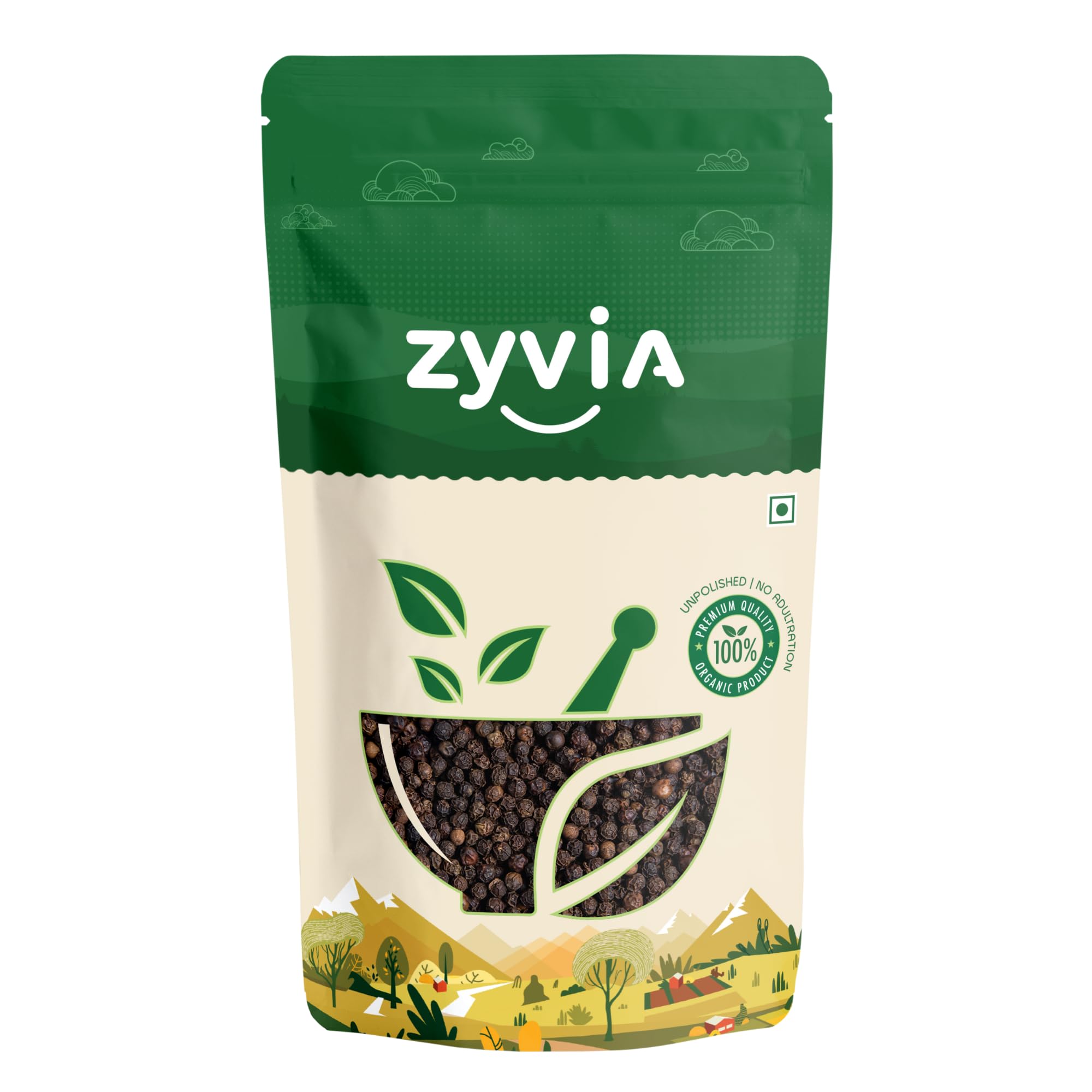 ZYVIA Premium Black Pepper Whole (Kali Mirch Sabut) 250 Grams | 100% Natural & Aromatic | Freshly Harvested | Strong Flavor | Indian Whole Spices