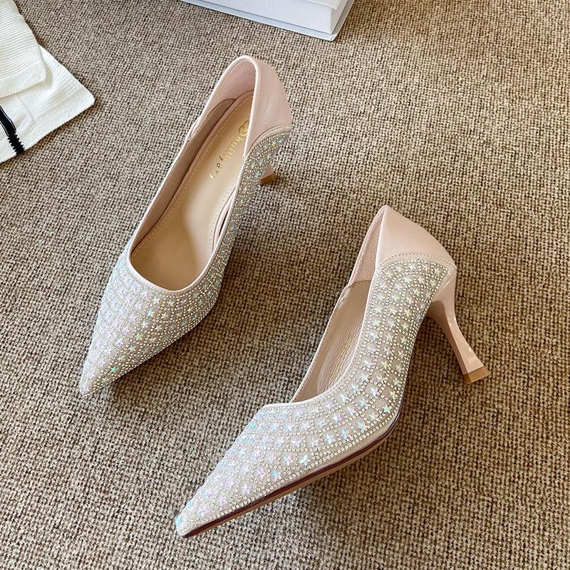 

B835-ES83 Gypsy pointed head shallow mouth high heels women s 2025 new spring bride wedding stiletto wedding shoes 39 рожевий