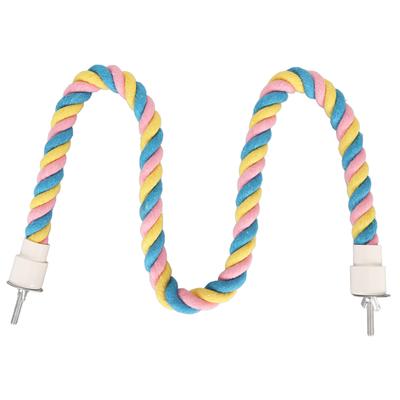 Bird Cotton Rope Perch Colorful Bendable Safe Climbing Parrot Rope Toy for Cockatiels Lovebirds Budgies L