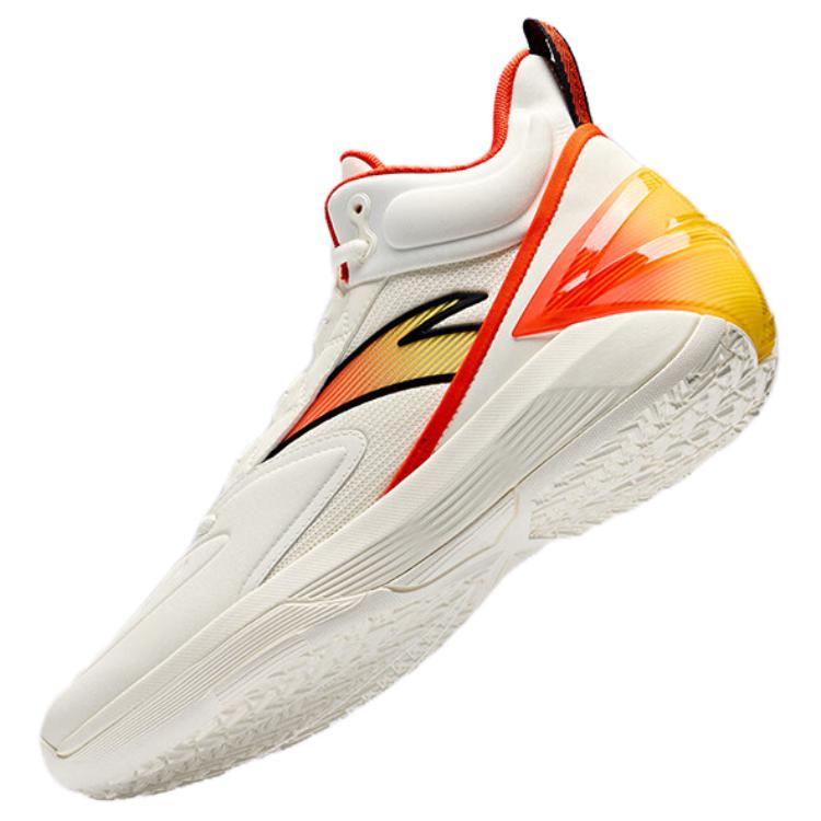 New Anta Slip Resistant Coverage Wear Resistant High Top Basketball Shoes Men's White Orange Red 912511604Q-1