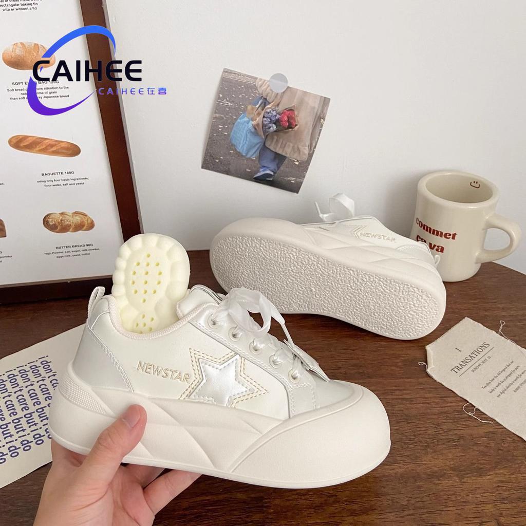 Campus Style Platform White Shoes Children 2025 New Popular Casual Sports Shoes Versatile Chic Shoes Bread Shoes