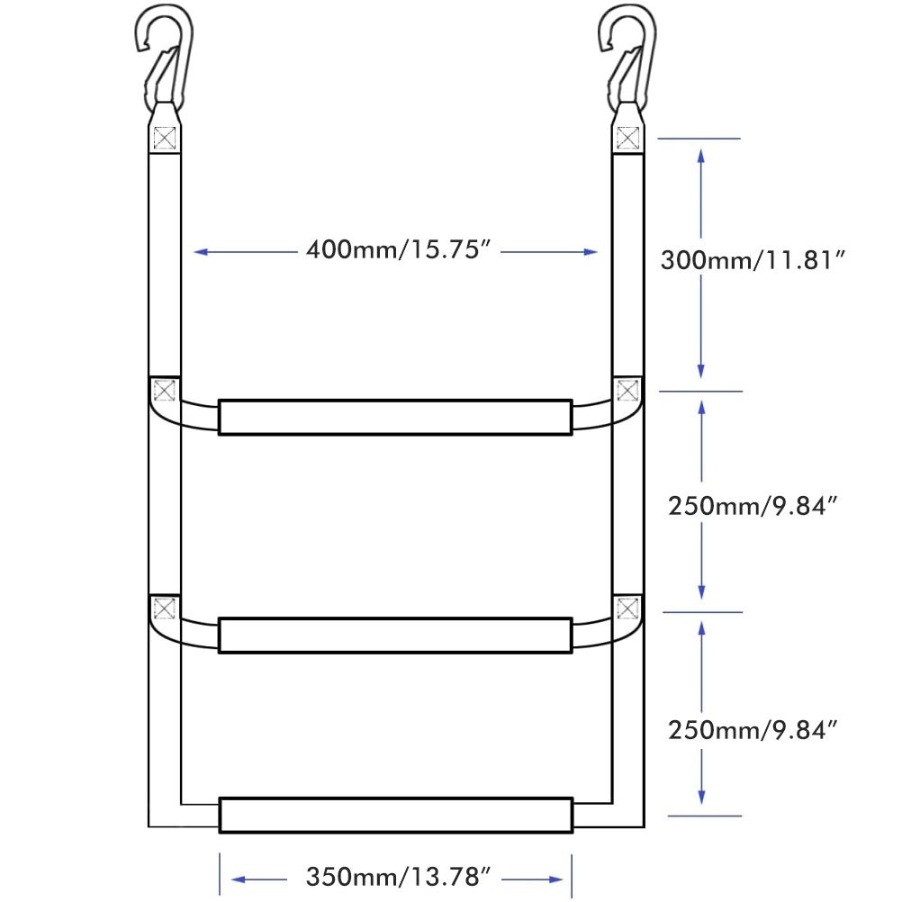 3 Step Boat Rope Ladder Nylon Webbing Boarding Ladder Portable Fishing Rope Ladder for Inflatable