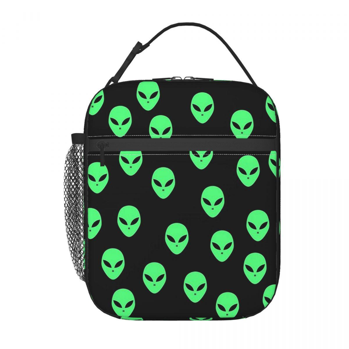 Green Alien Spaceship Pattern Insulated Lunch Bag for Kids School Cooler Thermal Food Box Tote Portable Lunch Boxes Container One Size