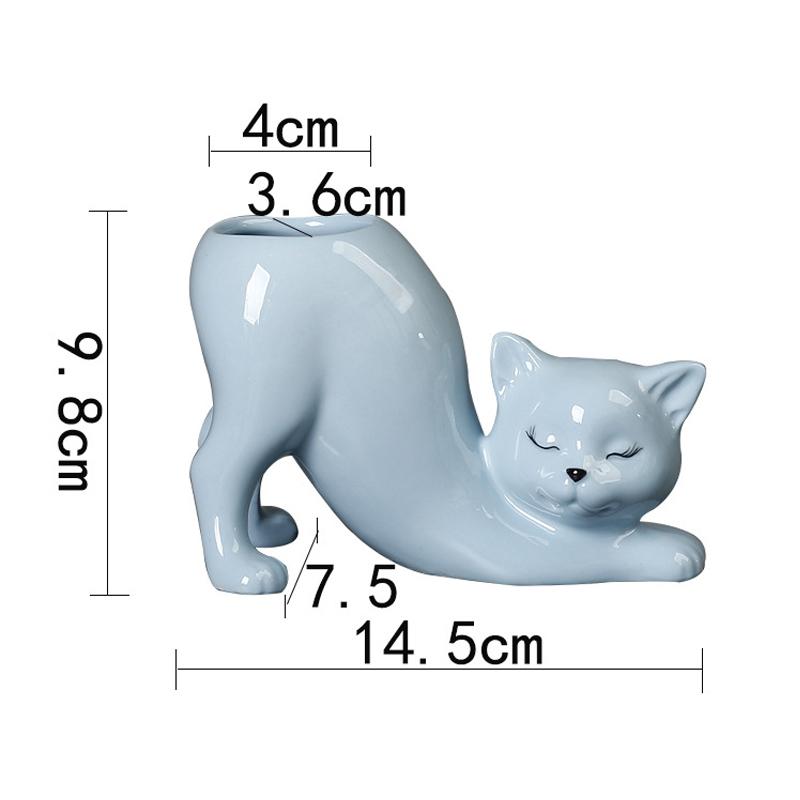 Blumentopf mit Cartoon-Katze, niedlicher Katzenschwanz, Sukkulenten-Pflanztopf, Porzellan, Blumenvase, Blumentopf, Heimdekoration, Zubehör